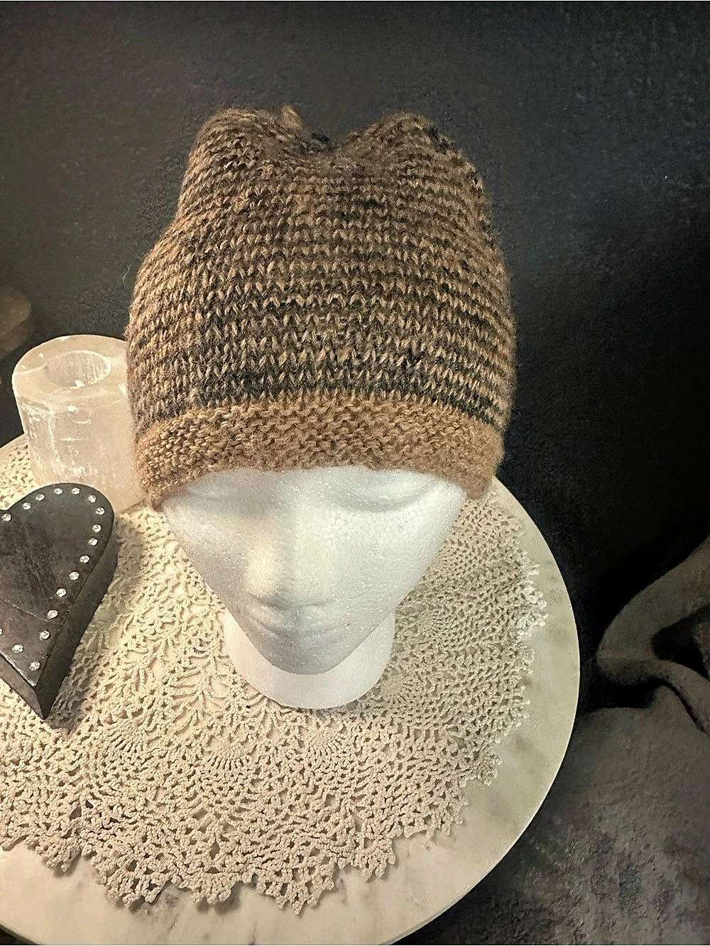 Brown Knit Pom-Pom Hat alpaca no tags